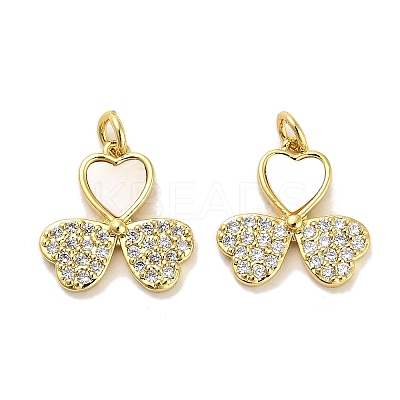 Brass Micro Pave Clear Cubic Zirconia Pendants KK-K365-05C-G-1