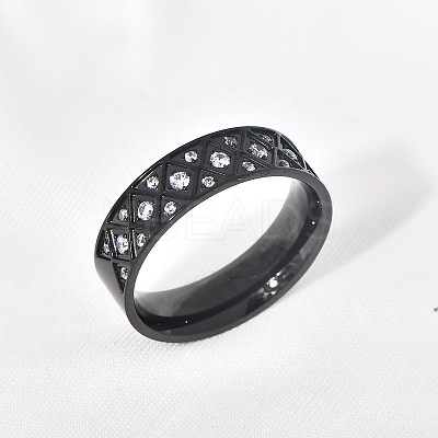 304 Stainless Steel with Clear Cubic Zirconia Finger Rings FS-WG2FC1C-09-1