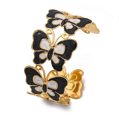 304 Stainless Steel Enamel Cuff Bangles for Women LS-BJEW-P347-01G-C-1