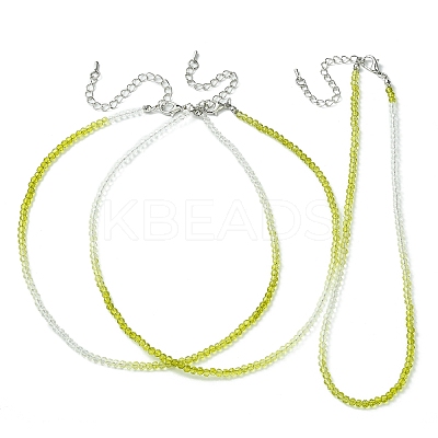 Faceted Rondelle Glass Beaded Necklace for Women NJEW-M208-01B-1