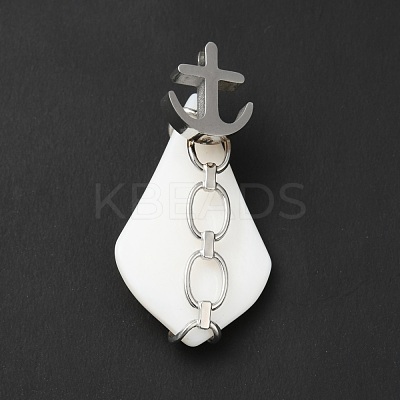 Natural White Shell Pendants SSHEL-G025-01P-1