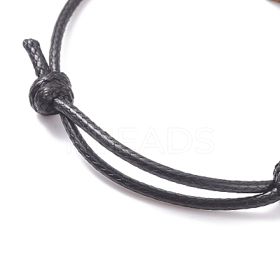 Natural Tiger Eye Heart Braided Cord Bracelet BJEW-JB07685-01-1
