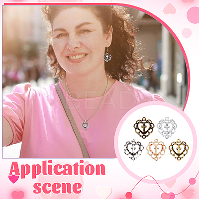 100Pcs 5 Colors Tibetan Style Alloy Pendants FIND-PH0023-07-1