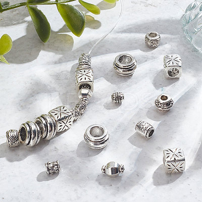 196Pcs 10 Style Tibetan Style Alloy Beads FIND-NB0003-78-1