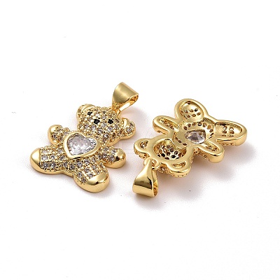 Brass Micro Pave Cubic Zirconia Pendants LS-KK-K258-24B-G-RS-1