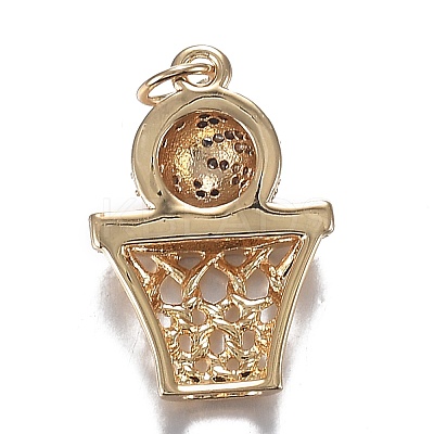 Brass Micro Clear Cubic Zirconia Pendants ZIRC-F120-034G-1