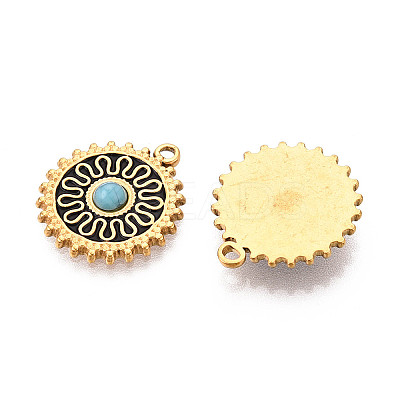 304 Stainless Steel and Natural Turquoise Pendants STAS-T070-08G-1