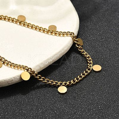 304 Stainless Steel Flat Round Charm Bracelets BJEW-R021-04G-1
