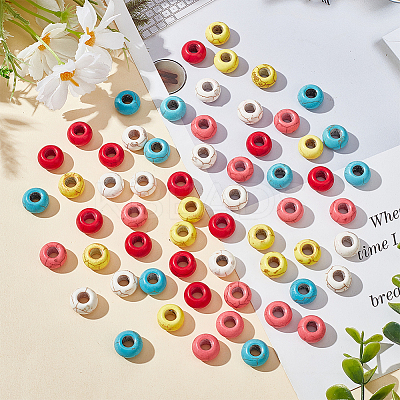 60Pcs 5 Colors Dyed Synthetic Turquoise European Beads SPDL-AR0001-04-1