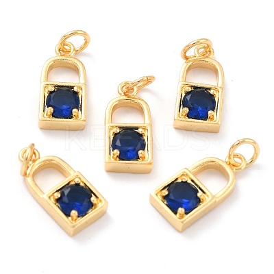 Real 18K Gold Plated Brass Micro Pave Cubic Zirconia Charms ZIRC-L100-080G-1