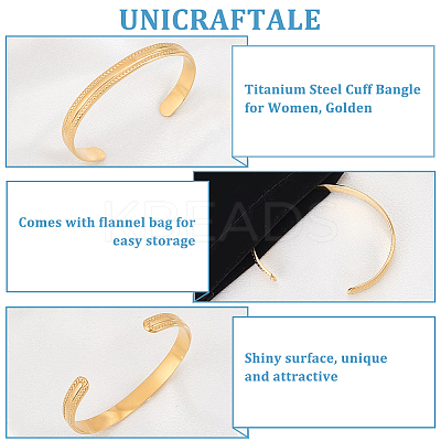 1Pc Stainless Steel Cuff Bangle for Women BJEW-UN0001-41G-1