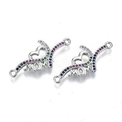 Brass Micro Pave Colorful Cubic Zirconia Links Connectors KK-S061-99P-NR-1