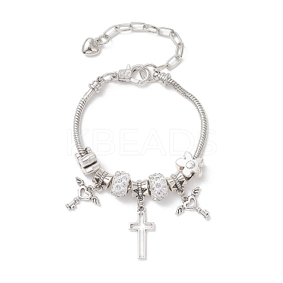 European Style Alloy & Polymer Clay Rhinestone Charm Bracelets BJEW-JB13262-1