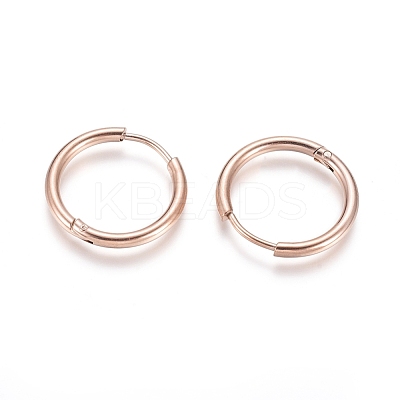 Ion Plating(IP) 304 Stainless Steel Huggie Hoop Earrings EJEW-F111A-19mm-RG-1