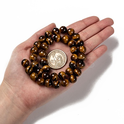Natural Tiger Eye Round Bead Strands G-P072-33-10mm-1