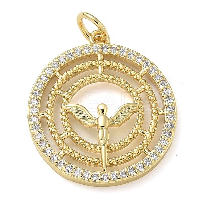 Rack Plating Brass Cubic Zirconia Pendants KK-K392-07G-1