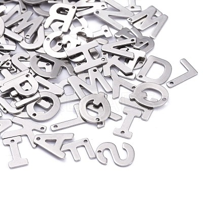 Tarnish Resistant 201 Stainless Steel Letter Charms STAS-S036-M-1