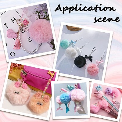 12Pcs Handmade Faux Rabbit Fur Pom Pom Ball Covered Pendants WOVE-SC0001-06B-1