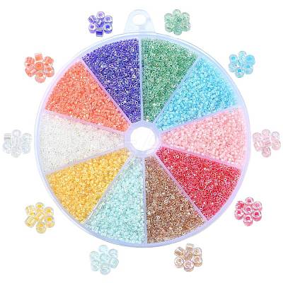 120G 10 Colors Transparent Colours Rainbow Plated Round Hole Glass Bugle Beads SEED-CJ0001-27-1