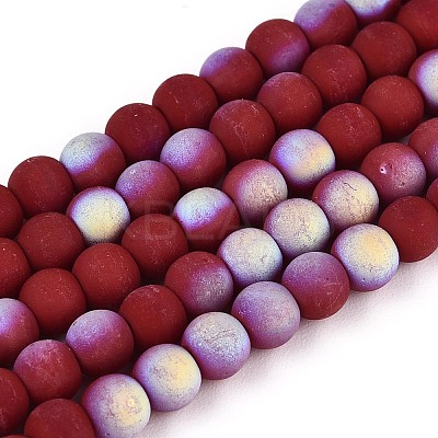 Frosted Opaque Glass Beads Strands GLAA-T032-P4mm-MBB05-1