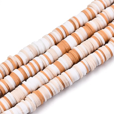 Handmade Polymer Clay Beads Strands CLAY-R089-6mm-095-1