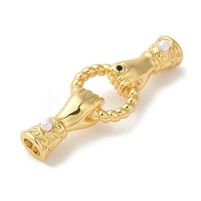 Rack Plating Brass Pave Black Cubic Zirconia Hands with Rings Links Connector Charms KK-A229-14G-1