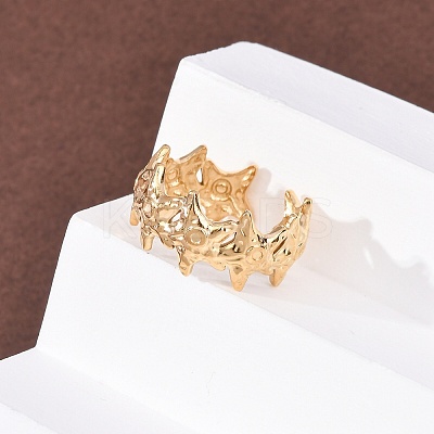 304 Stainless Steel Open Cuff Rings for Women RJEW-K309-35G-1