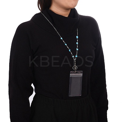 304 Stainless Steel ID Card Neck Strap Card Holder AJEW-PH01412-03-1