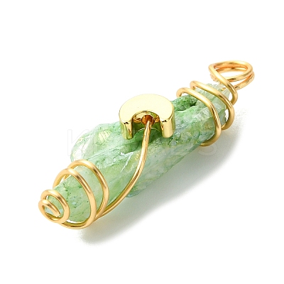 2Pcs Electroplated Natural Quartz Crystal Dyed Copper Wire Wrapped Pendants PALLOY-JF03172-01-1