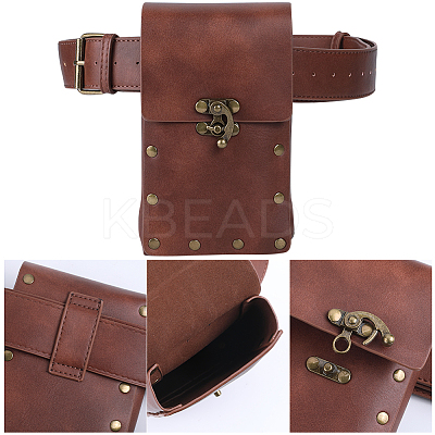 Woman's PU Leather Outdoors Cell phone Waist Bag AJEW-WH0504-39A-1
