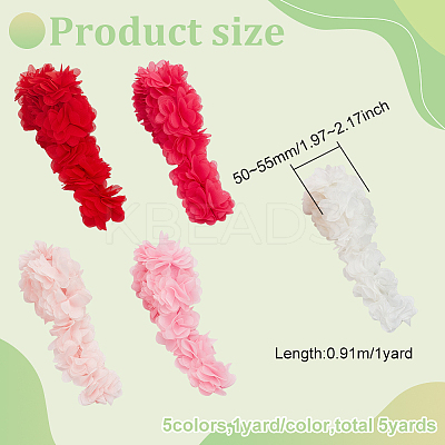 5 Yards 5 Colors Polyester Chiffon Lace Trim SRIB-BC0001-29-1