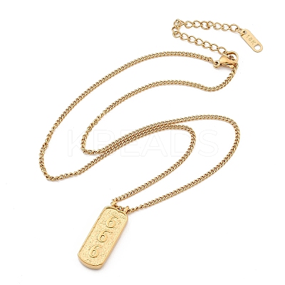 304 Stainless Steel Rectangle Number Pendant Necklaces NJEW-D300-01G-06-1