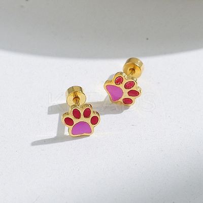 304 Stainless Steel Stud Enamel Earrings EJEW-Q028-04A-G-1