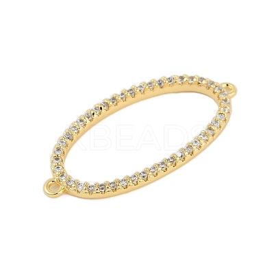 Brass Crystal Rhinestone Oval Ring Links Connector Charms KK-S035-05G-1