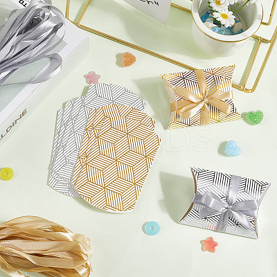 40Sets 2 Colors Hot Stamping Pillow Cardboard Paper Printed Candy Boxes CON-BBC0001-13A-1
