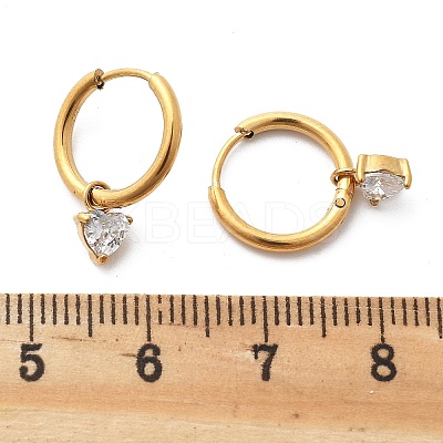 304 Stainless Steel Micro Pave Cubic Zirconia Hoop Earrings Ion Plating(IP) LS-STAS-R004-03G-02-1