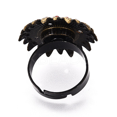 Adjustable Flower Alloy & Iron Rhinestone Bezel Cup Ring Base with Rotatable Tray MAK-T012-09AB-1