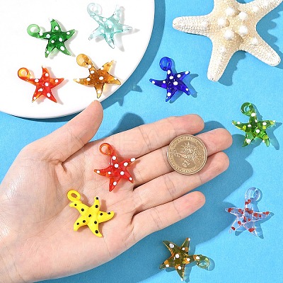 5Pcs Handmade Lampwork Pendants LAMP-YW0001-85-1