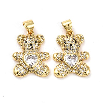 Brass Micro Pave Cubic Zirconia Pendants KK-K258-24B-G-RS-1