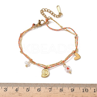 304 Stainless Steel Bar Link Chain Charm Bracelets BJEW-A053-02G-1