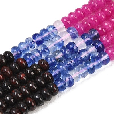 Watermelon Stone Glass & Natural Brecciated Jasper & Dyed White Jade & Rose Quartz & Agate Beads Strands G-Z135-C14-1
