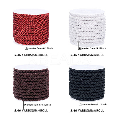 4 Rolls 4 Colors Polyester Cord OCOR-TA0002-63B-1