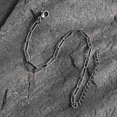 Tarnish Resistant 304 Stainless Steel Paperclip Chain Bracelet for Men Women BJEW-E031-03P-05-1