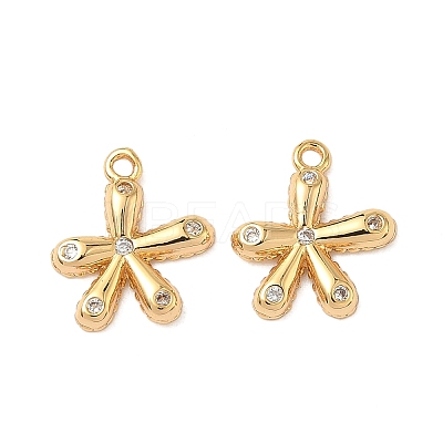 Brass Micro Pave Clear Cubic Zirconia Charms KK-B160-15G-1