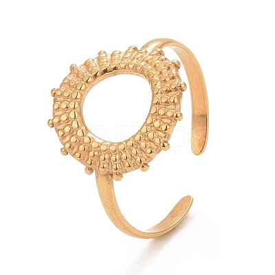 Ion Plating(IP) 304 Stainless Steel Donut Open Cuff Ring for Women RJEW-C025-21G-1
