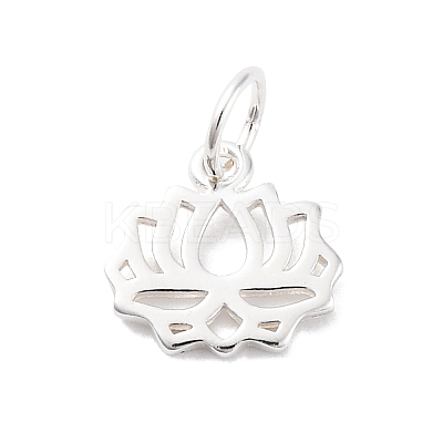 925 Sterling Silver Hollow Lotus Flower Charms STER-D301-01S-1