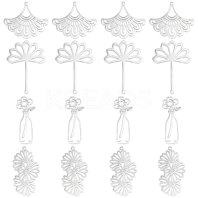 16Pcs 4 Style 201 Stainless Steel Pendants STAS-DC0006-35-1