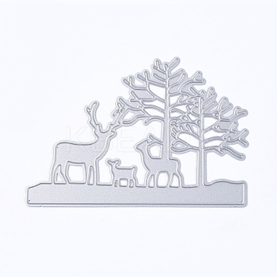 Deer with Tree Frame Carbon Steel Cutting Dies Stencils DIY-F046-05-1