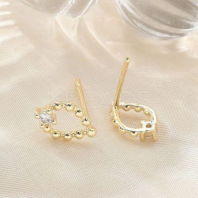 Brass Glass Stud Earrings EJEW-Q014-22G-1