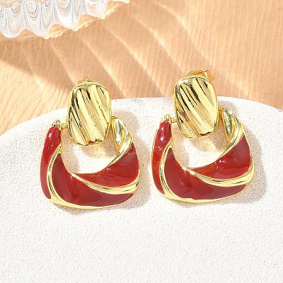 Brass Enamel Dangle Stud Earrings for Women KK-CBA760A-12G-1